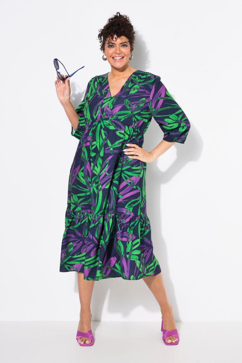 Plus size veliki brojevi Haljina 3/4 rukava A kroja za punije