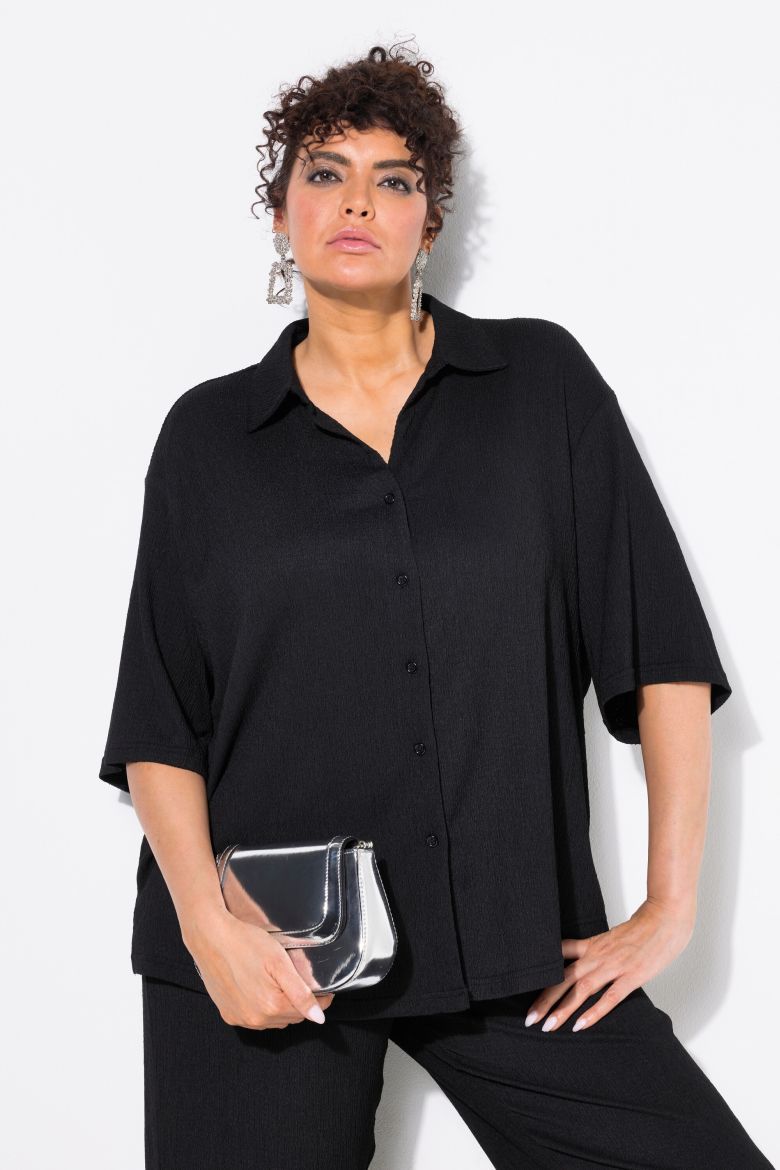 Plus size veliki brojevi Bluza polu rukava na kopčanje za punije