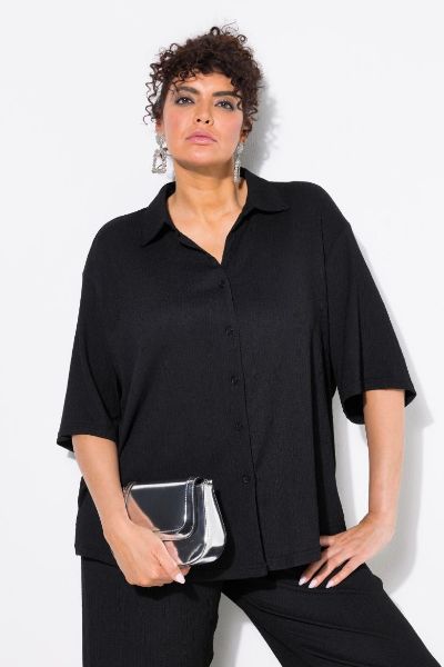 Veliki brojevi Bluza polu rukava na kopčanje moda za punije