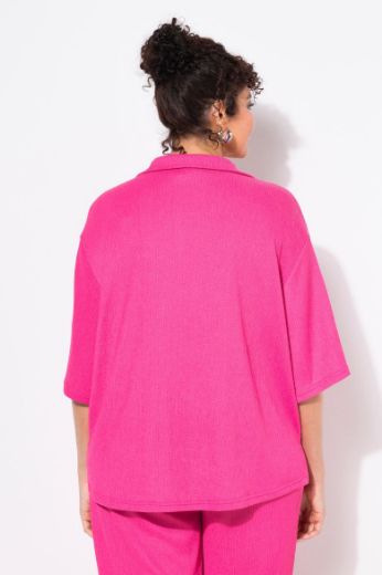 Plus size veliki brojevi Bluza polu rukava na kopčanje za punije