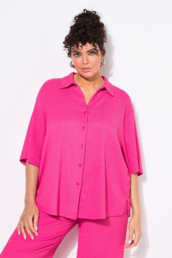 Plus size veliki brojevi Bluza polu rukava na kopčanje za punije