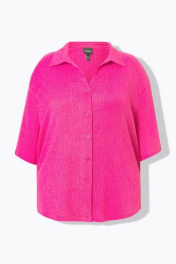 Plus size veliki brojevi Bluza polu rukava na kopčanje za punije
