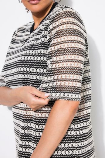 Plus size veliki brojevi Majica pletena kratkih rukava okruglog ovratnika za punije