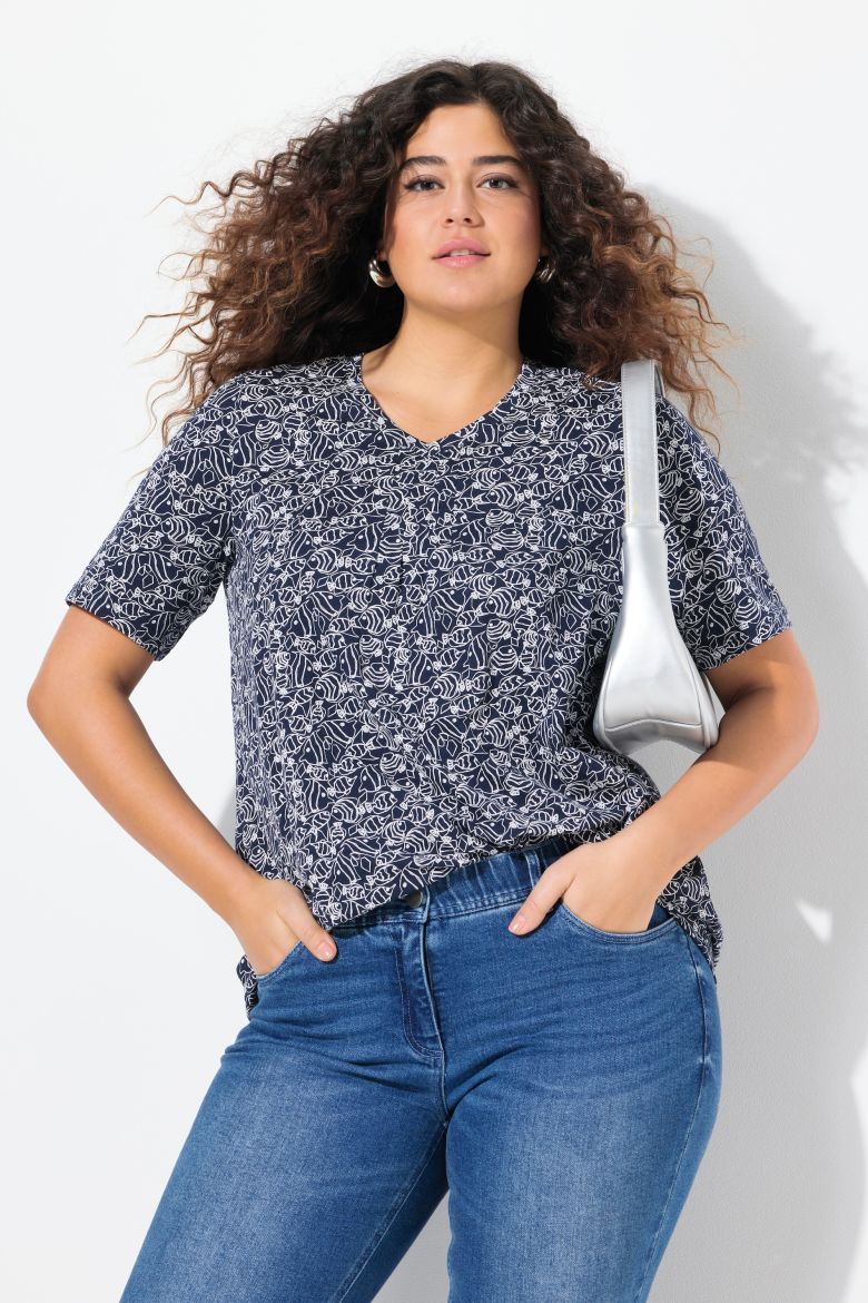 Plus size veliki brojevi Majica kratkih rukava V ovratnika za punije