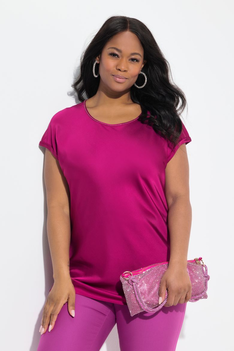 Plus size veliki brojevi Bluza kratkih rukava okruglog ovratnika za punije