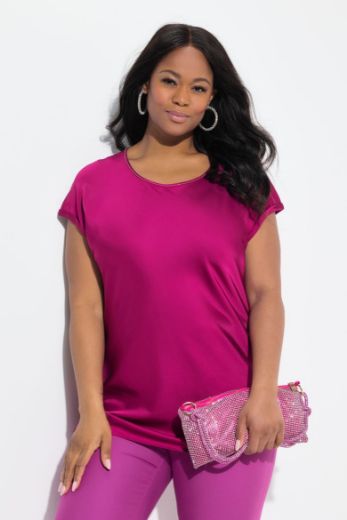Plus size veliki brojevi Bluza kratkih rukava okruglog ovratnika za punije