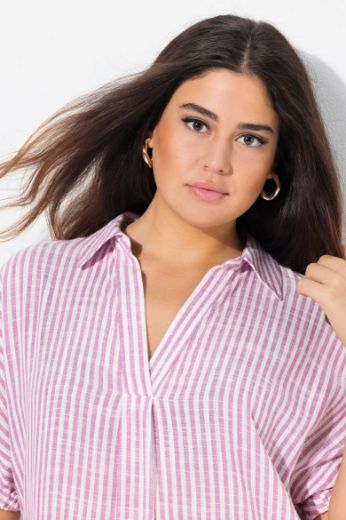 Plus size veliki brojevi Haljina na pruge V ovratnika za punije