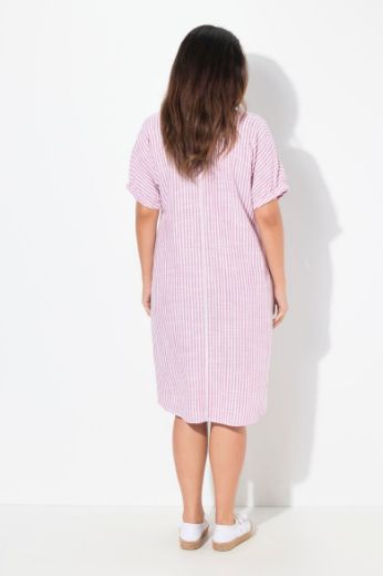 Plus size veliki brojevi Haljina na pruge V ovratnika za punije