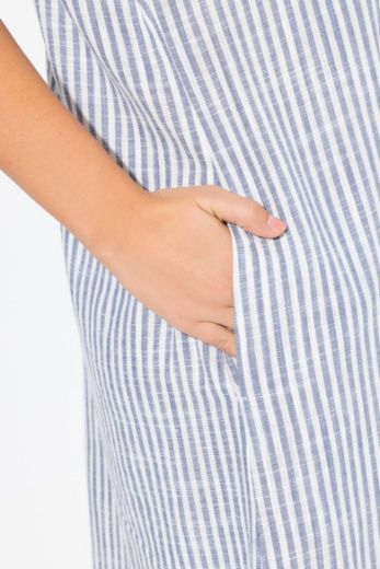 Plus size veliki brojevi Haljina na pruge V ovratnika za punije