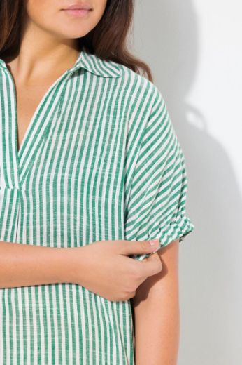 Plus size veliki brojevi Haljina na pruge V ovratnika za punije