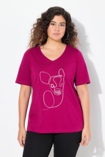 Plus size veliki brojevi Majica kratkih rukava V ovratnika za punije