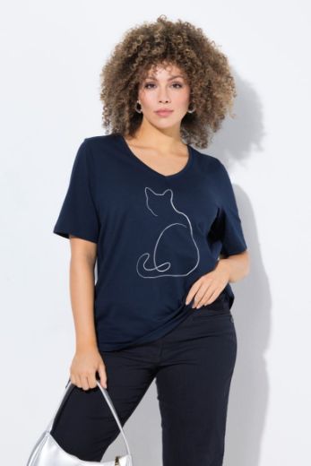 Plus size veliki brojevi Majica kratkih rukava V ovratnika za punije