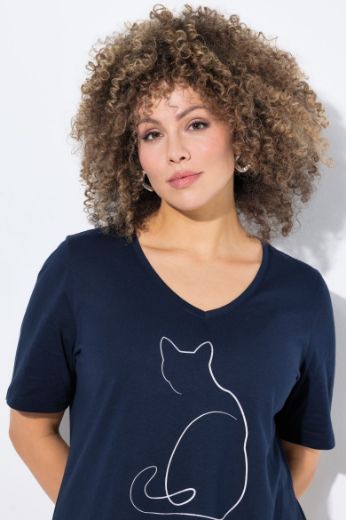 Plus size veliki brojevi Majica kratkih rukava V ovratnika za punije