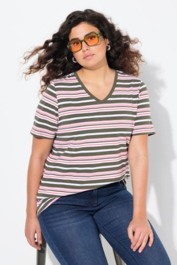 Plus size veliki brojevi Majica kratkih rukava V ovratnika za punije