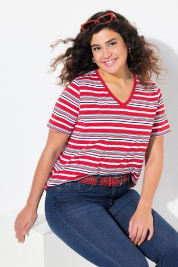Plus size veliki brojevi Majica kratkih rukava V ovratnika za punije
