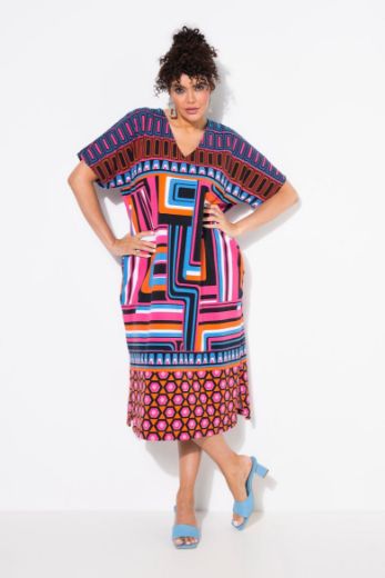 Plus size veliki brojevi Haljina kratkih rukava V ovratnika za punije