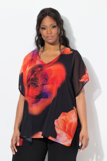 Plus size veliki brojevi Bluza kratkih rukava V ovratnika za punije
