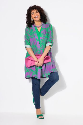 Plus size veliki brojevi Bluza na kopčanje dužeg kroja za punije