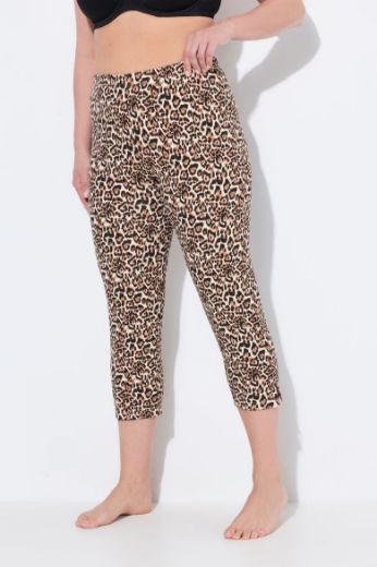Plus size veliki brojevi Hlače Capri s leopard uzorkom za punije
