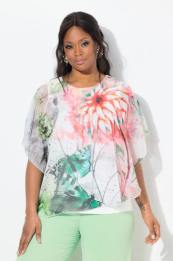 Plus size veliki brojevi Bluza dvoslojna okruglog ovratnika za punije