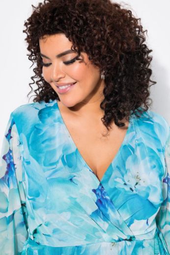 Plus size veliki brojevi Haljina 3/4 rukava V ovratnika za punije