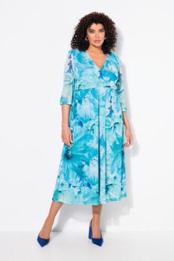 Plus size veliki brojevi Haljina 3/4 rukava V ovratnika za punije