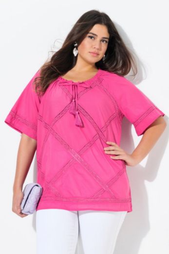 Plus size veliki brojevi Bluza A kroja okruglog ovratnika za punije