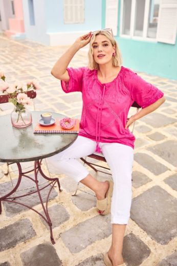 Plus size veliki brojevi Bluza A kroja okruglog ovratnika za punije