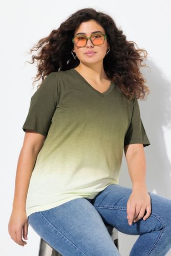 Plus size veliki brojevi Majica kratkih rukava V ovratnika za punije