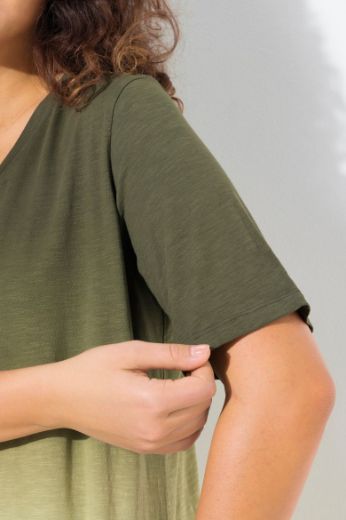 Plus size veliki brojevi Majica kratkih rukava V ovratnika za punije