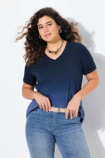 Plus size veliki brojevi Majica kratkih rukava V ovratnika za punije