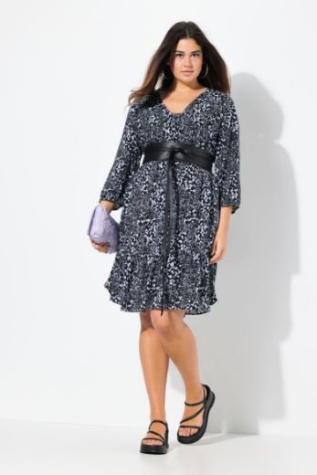 Plus size veliki brojevi Haljina 3/4 rukava A kroja za punije