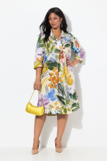 Plus size veliki brojevi Haljina midi 3/4 rukava A kroja za punije