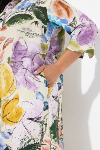 Plus size veliki brojevi Haljina midi 3/4 rukava A kroja za punije