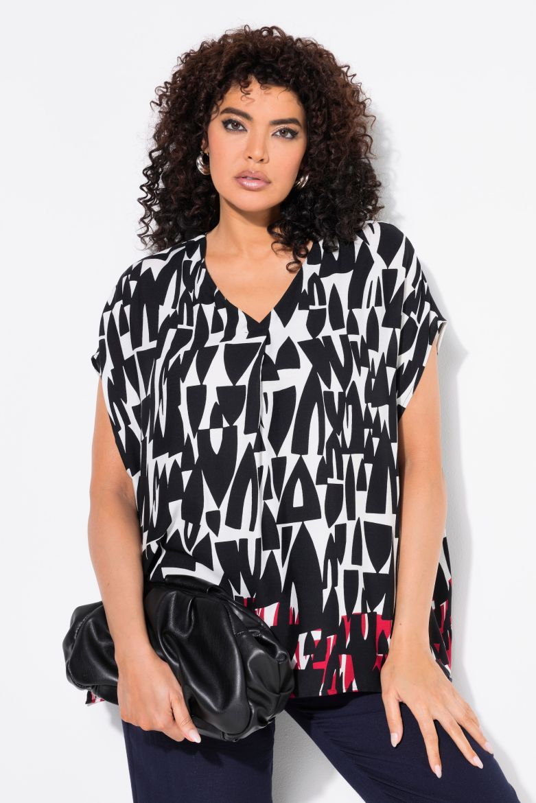 Plus size veliki brojevi Bluza kratkih rukava V ovratnika za punije