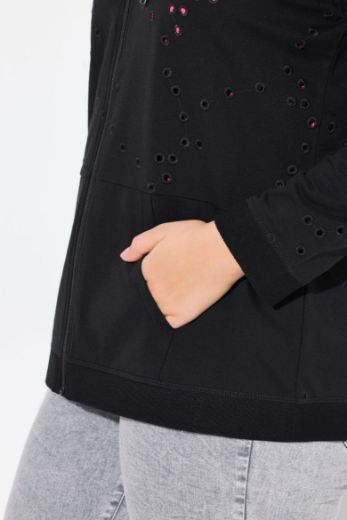 Plus size veliki brojevi Majica dugih rukava s patentnim zatvaračem i kapuljačom za punije