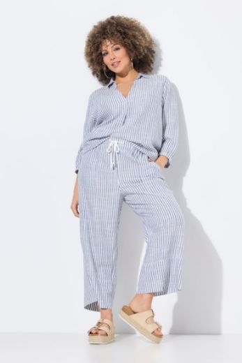 Plus size veliki brojevi Hlače od mješavine lana širokih nogavica za punije