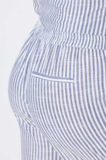 Plus size veliki brojevi Hlače od mješavine lana širokih nogavica za punije