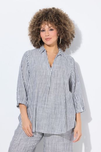 Plus size veliki brojevi Tunika 3/4 rukava od mješavine lana za punije