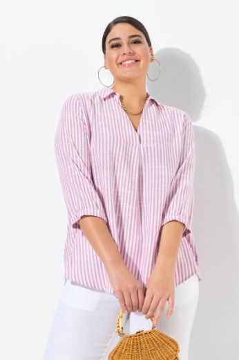 Plus size veliki brojevi Tunika 3/4 rukava od mješavine lana za punije