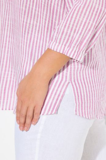 Plus size veliki brojevi Tunika 3/4 rukava od mješavine lana za punije