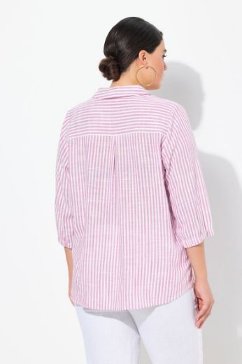 Plus size veliki brojevi Tunika 3/4 rukava od mješavine lana za punije