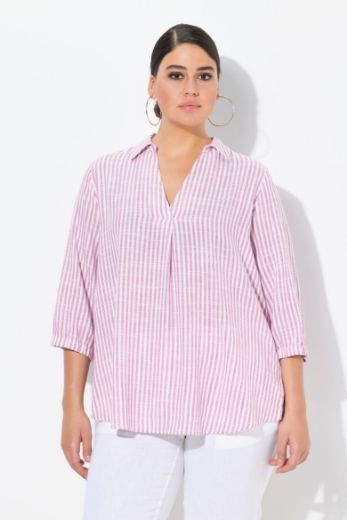 Plus size veliki brojevi Tunika 3/4 rukava od mješavine lana za punije