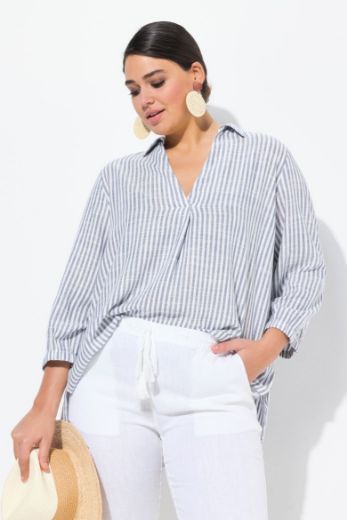 Plus size veliki brojevi Tunika 3/4 rukava od mješavine lana za punije