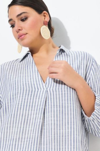 Plus size veliki brojevi Tunika 3/4 rukava od mješavine lana za punije