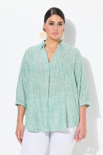 Plus size veliki brojevi Tunika 3/4 rukava od mješavine lana za punije