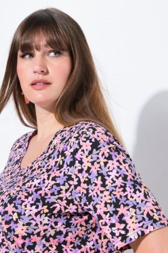 Plus size veliki brojevi Majica kratkih rukava V ovratnika za punije