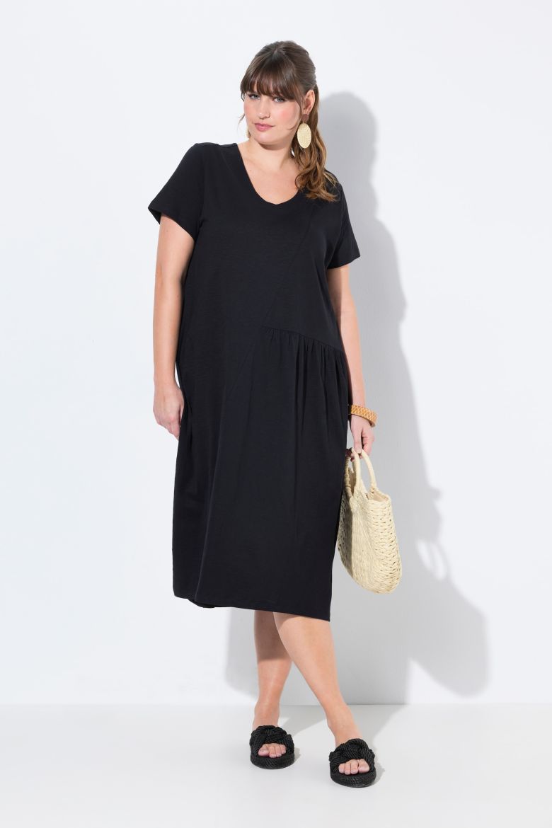 Plus size veliki brojevi Haljina midi kratkih rukava V ovratnika za punije