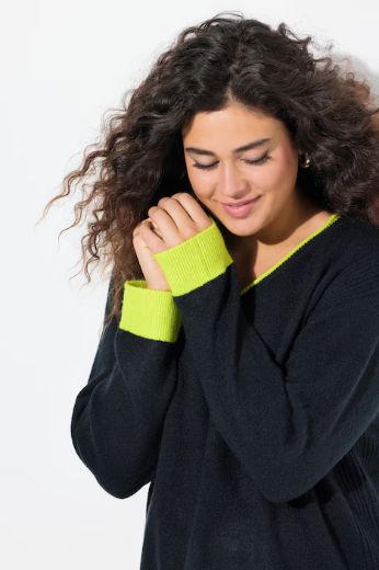 Plus size veliki brojevi Pulover dugih rukava V ovratnika za punije
