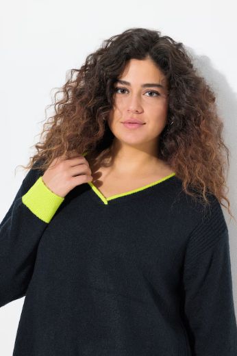 Plus size veliki brojevi Pulover dugih rukava V ovratnika za punije
